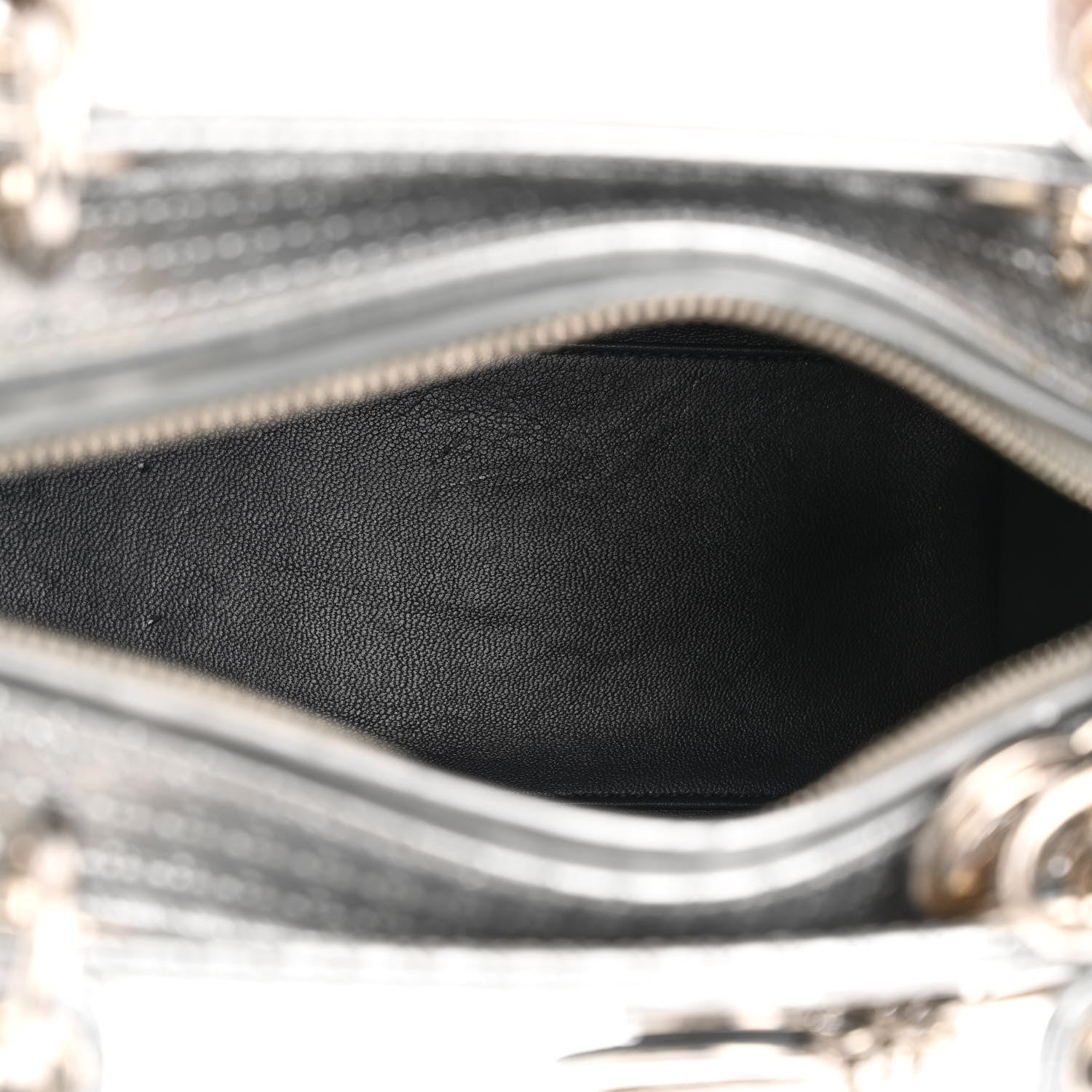 Christian Dior Metallic Patent Micro-Cannage Medium Lady Dior Silver 5 of 13