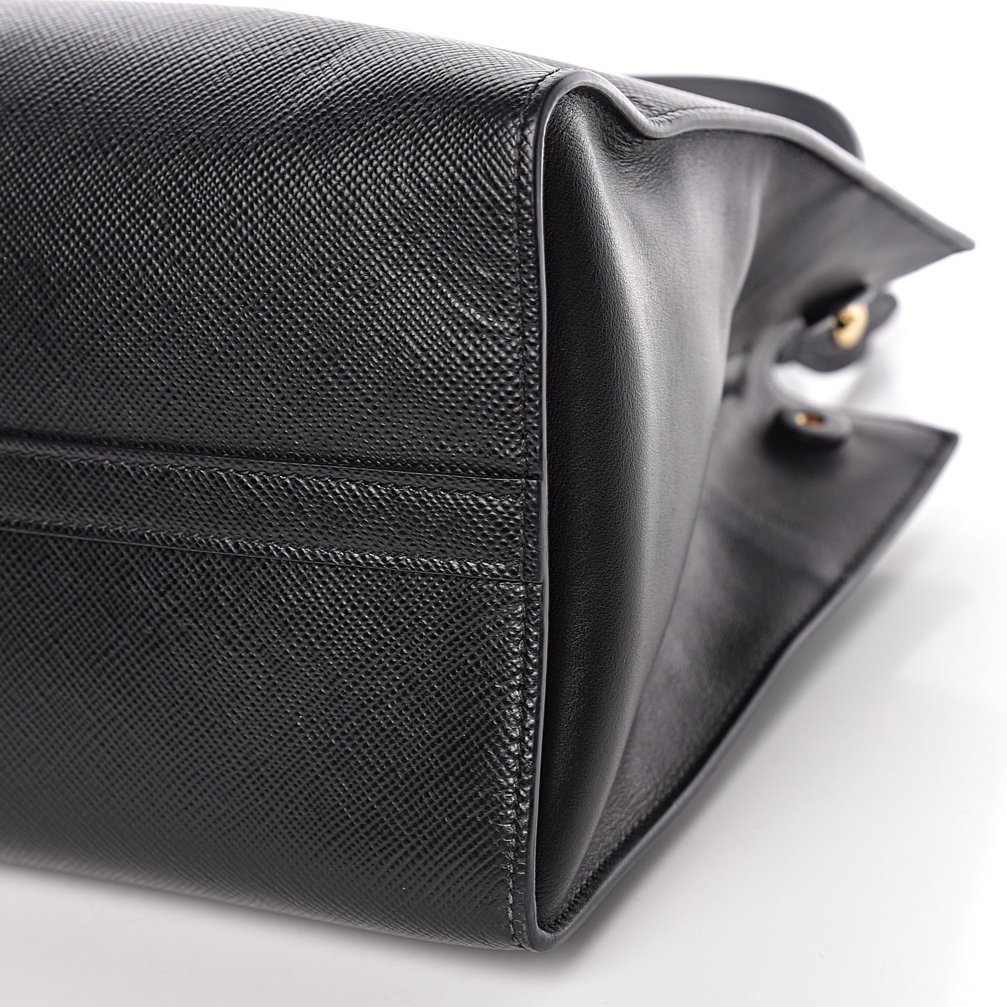 Saffiano Cuir Calfskin Medium Monochrome Top Handle Tote Black