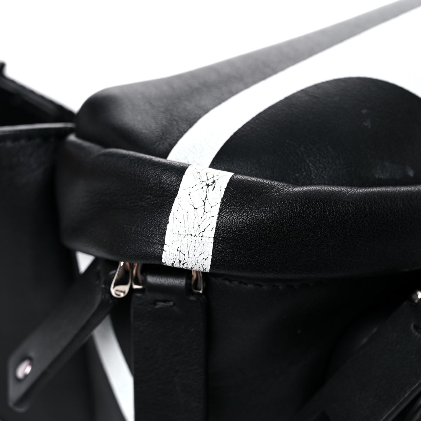 Calfskin Go Logo Belt Bag Black White