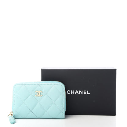 Chanel Caviar Quilted Zip Coin Purse Light Blue 9 of 9