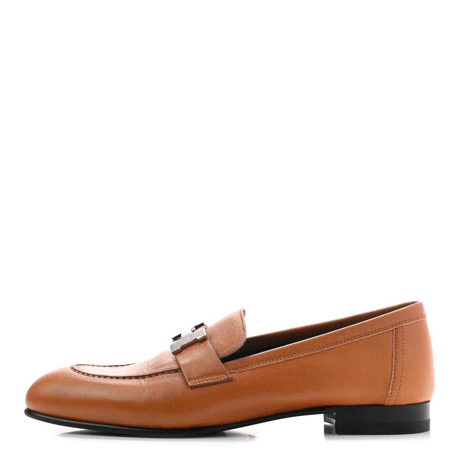 Hermes Goatskin Womens Paris Loafers 37 Gold 1 of 11