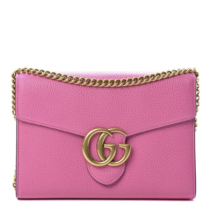 Gucci Cellarius Calfskin GG Marmont Chain Wallet Pink Tropical Flower 1 of 11