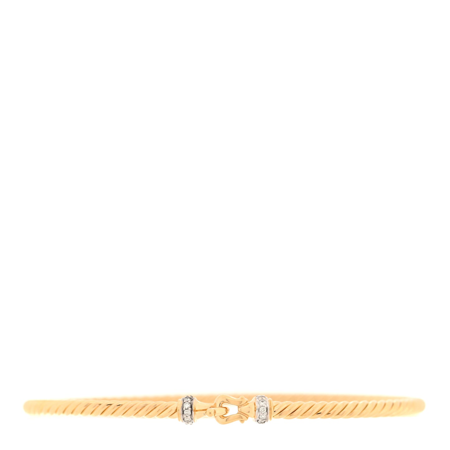 18K Yellow Gold Diamond 2.6mm Cable Collectibles Buckle Bracelet