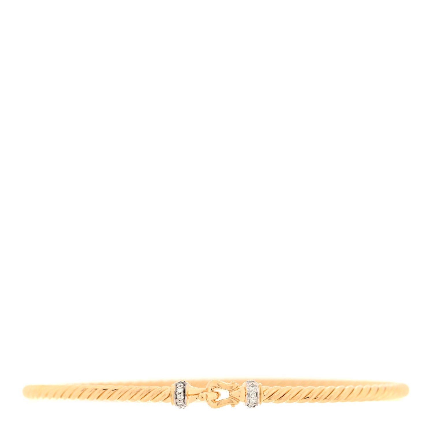 David Yurman 18K Yellow Gold Diamond 2.6mm Cable Collectibles Buckle Bracelet 1 of 4