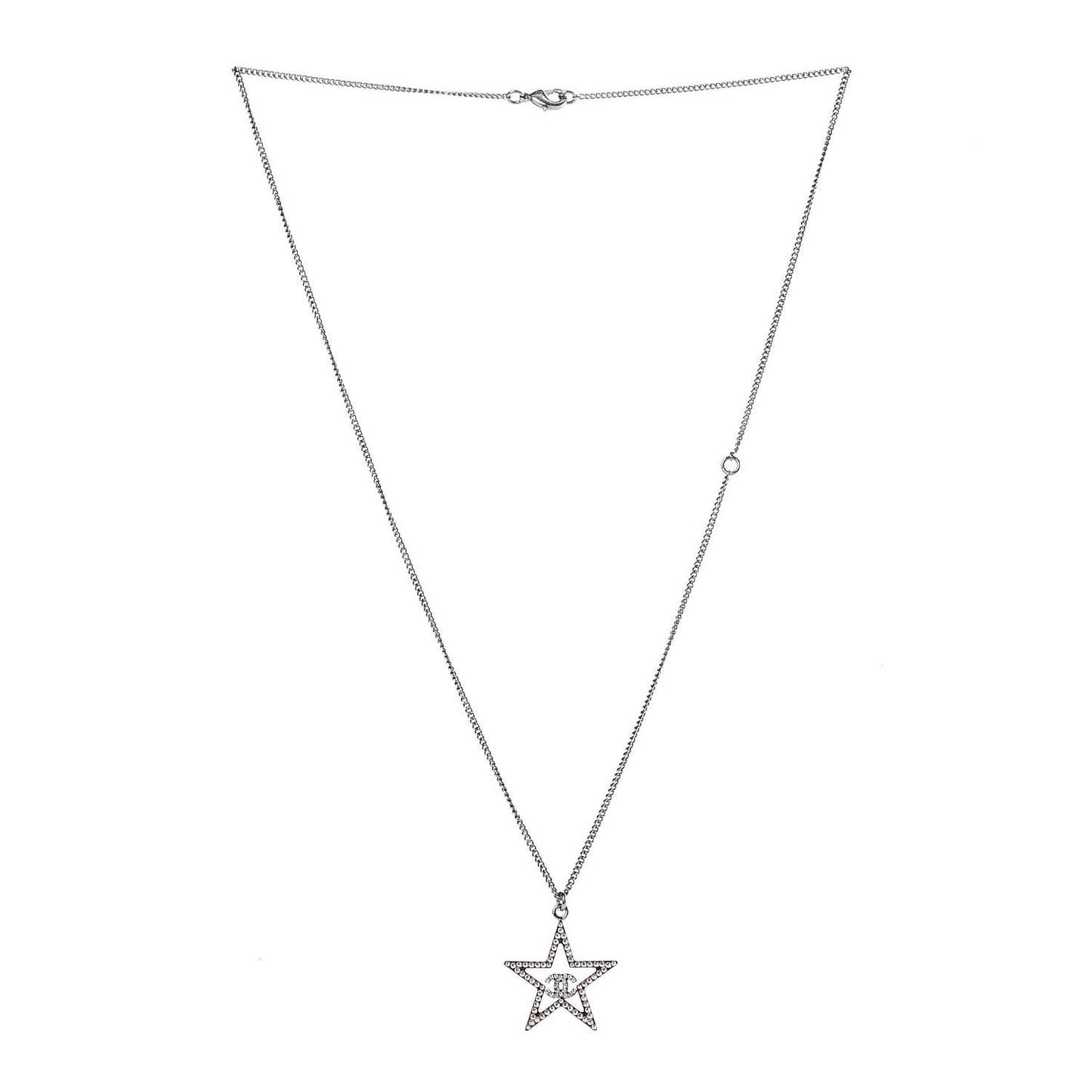 Ruthenium Crystal Star CC Necklace Iridescent Pink