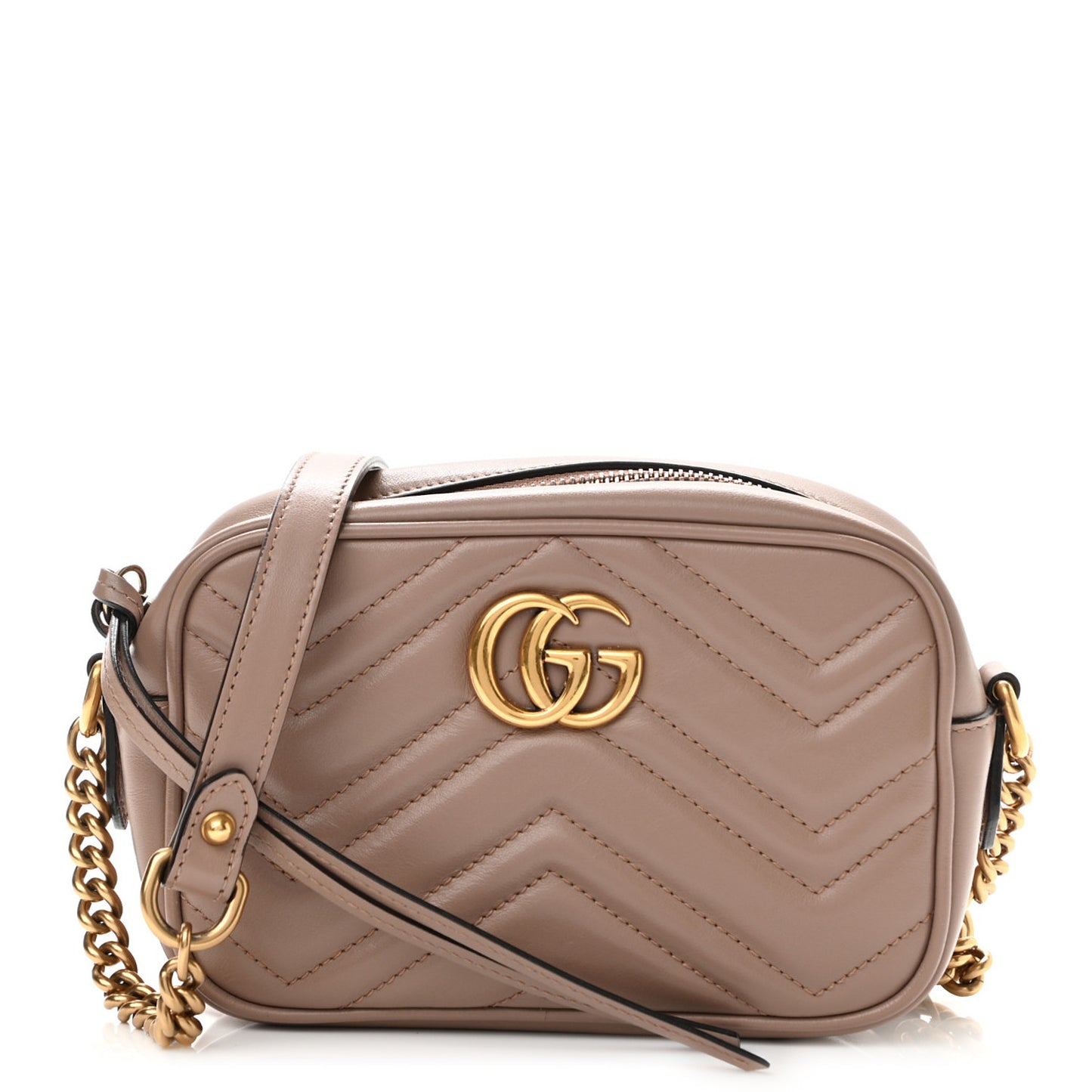 Calfskin Matelasse Mini GG Marmont Chain Shoulder Bag Porcelain Rose