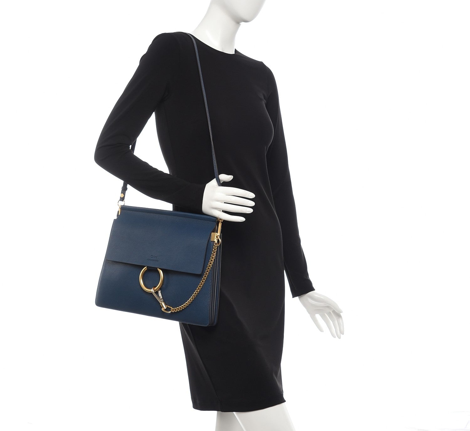 Chloe Calfskin Medium Faye Shoulder Bag Denim Blue 2 of 16