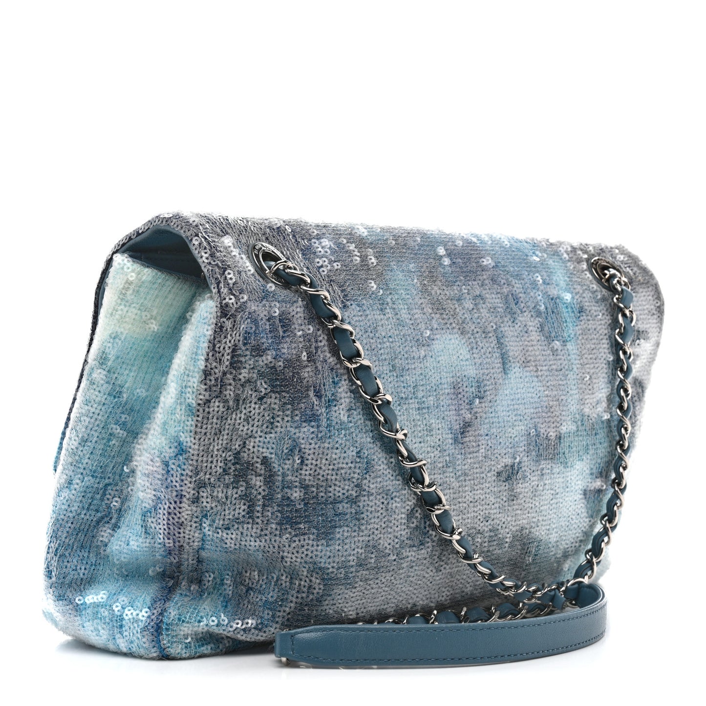 Sequin Large Waterfall Flap Light Blue