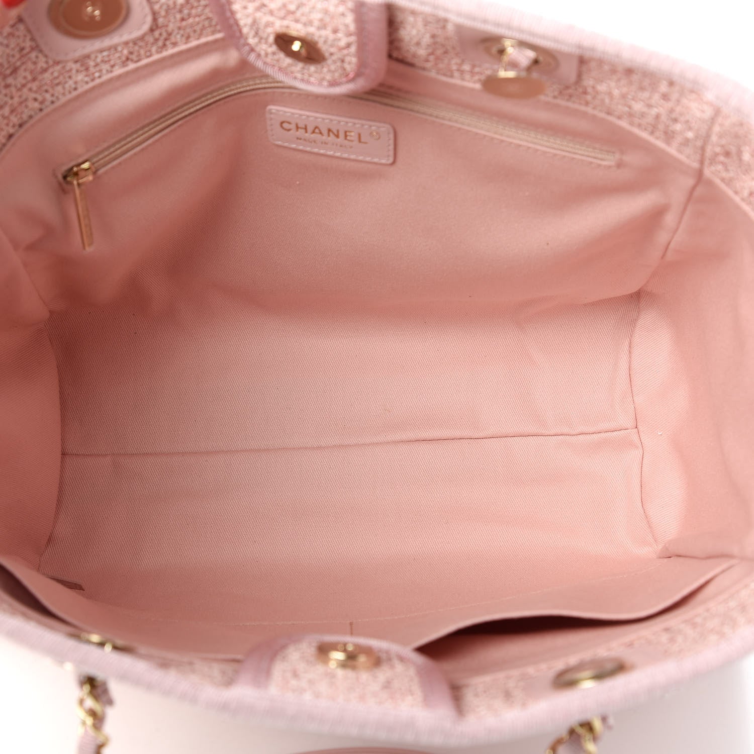 Chanel Straw Lurex Small Deauville Tote Pink 5 of 10