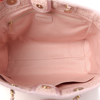 Chanel Straw Lurex Small Deauville Tote Pink 5 of 10