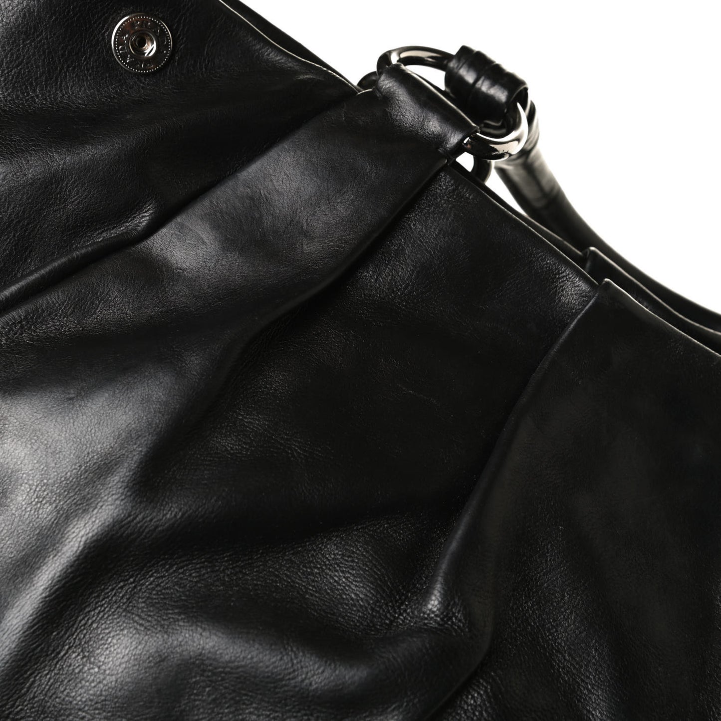 Soft Calf Pleated Shoulder Bag Black