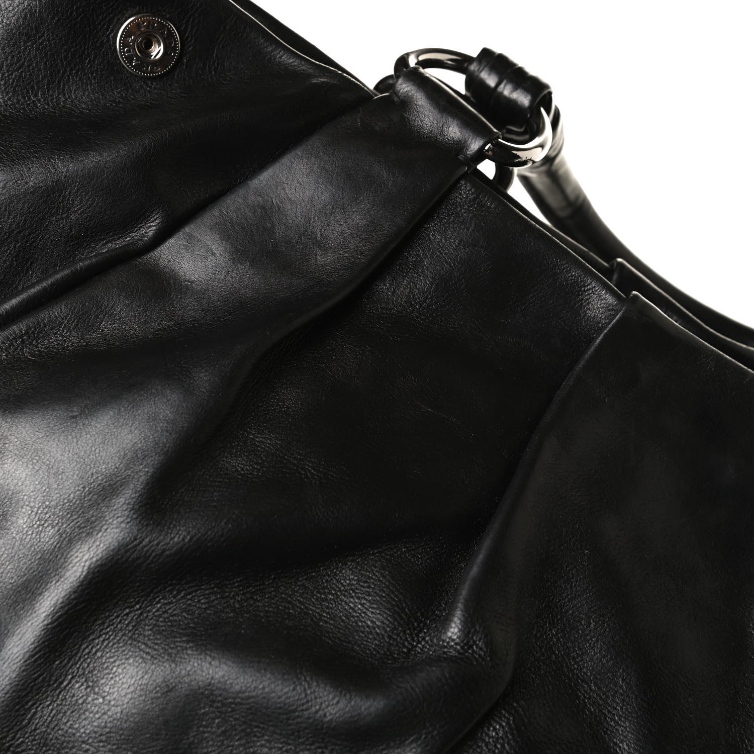 Prada Soft Calf Pleated Shoulder Bag Black 16 of 16