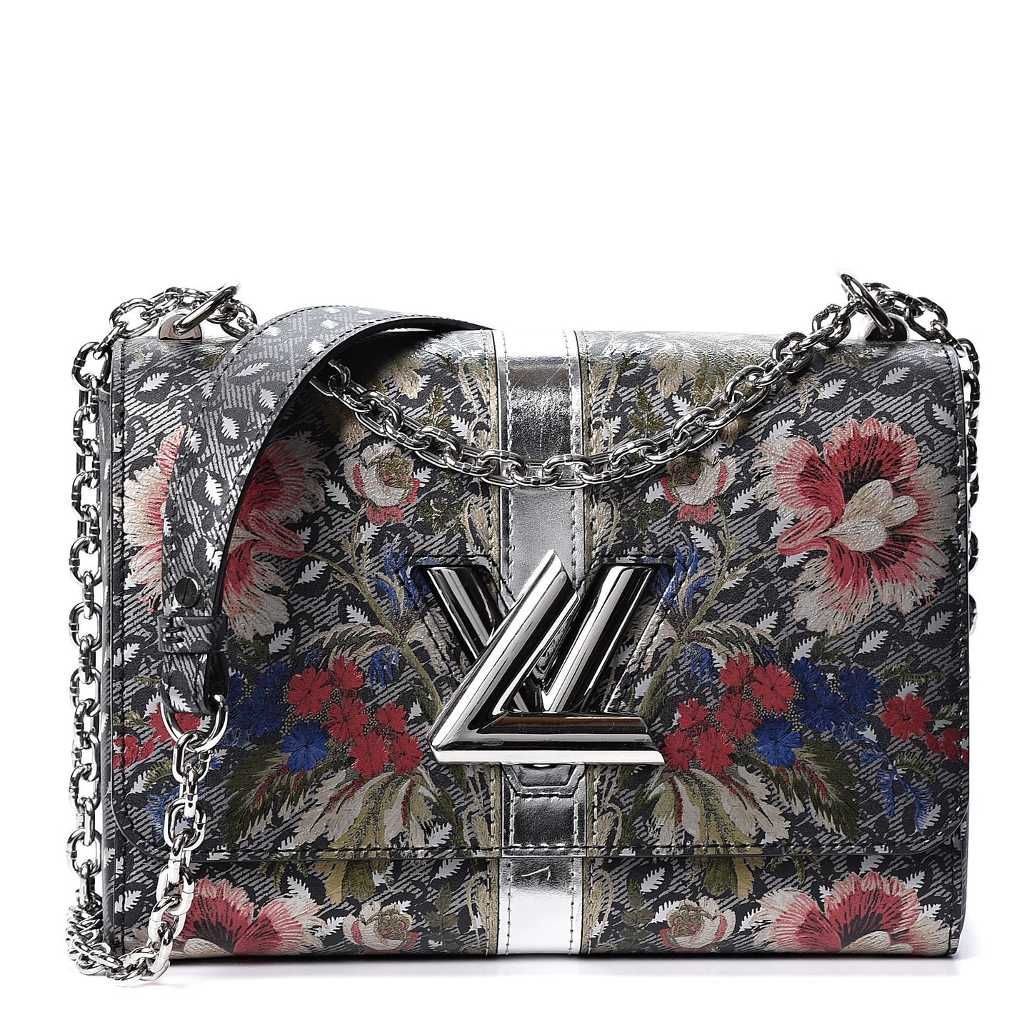 Calfskin Printed Twist Shoulder Bag MM Multicolor