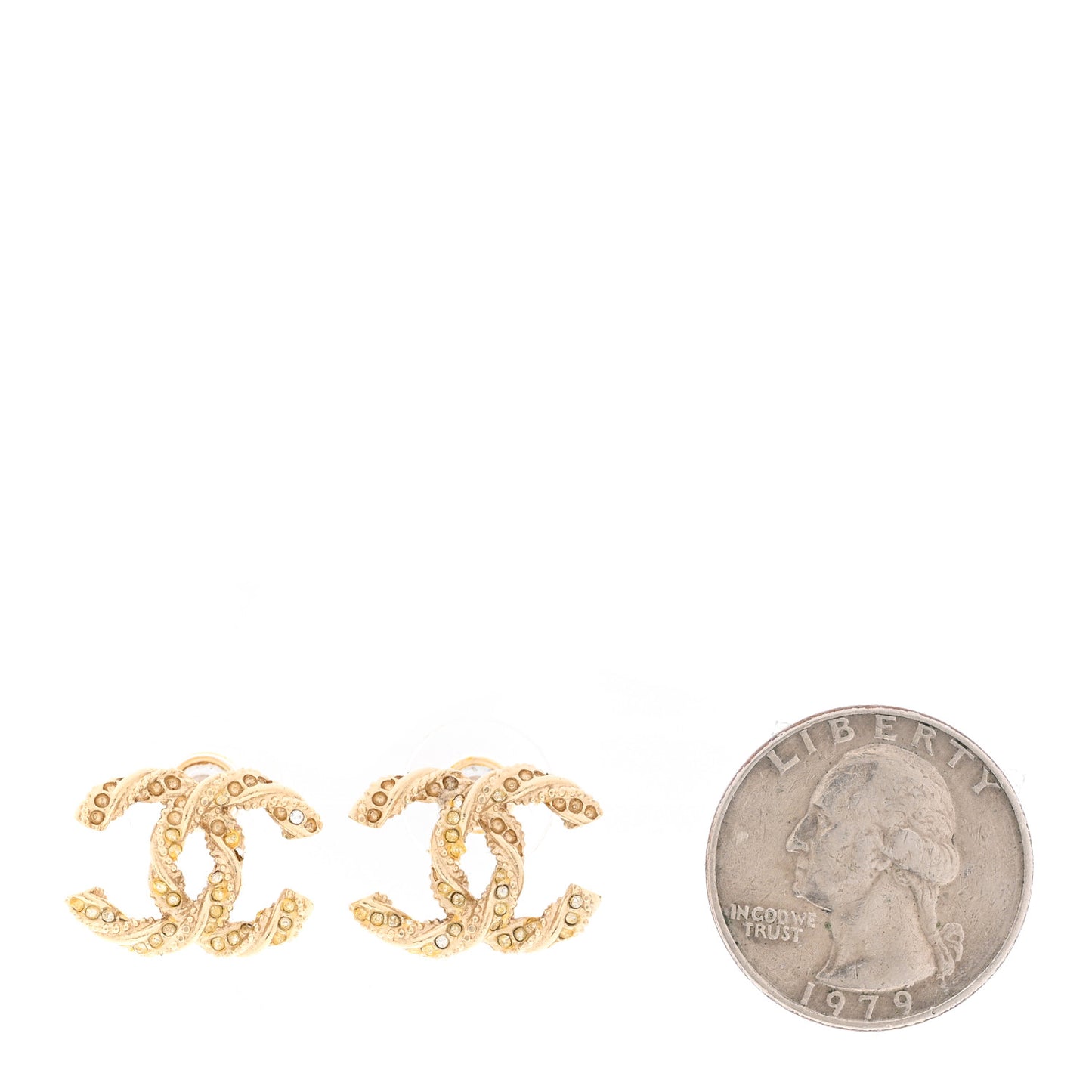 Crystal Twisted CC Earrings Gold
