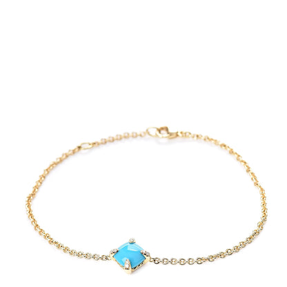 David Yurman 18K Yellow Gold Diamond Turquoise 8mm Chatelaine Bracelet 1 of 5