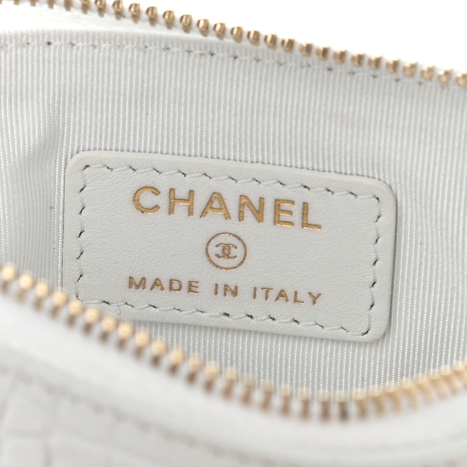 Chanel Calfskin Crocodile Embossed Cocodile Cosmetic Case White Gold 6 of 10