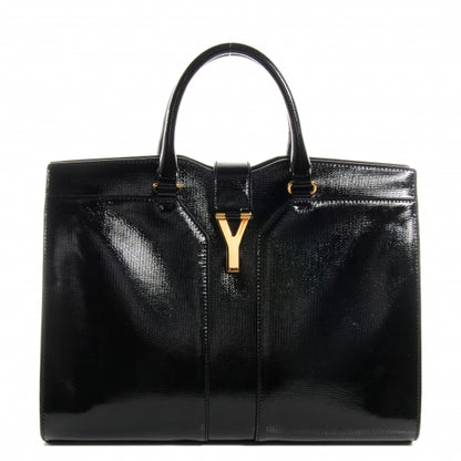 Saint Laurent Textured Patent Leather Large Cabas Chyc Black 1 of 8