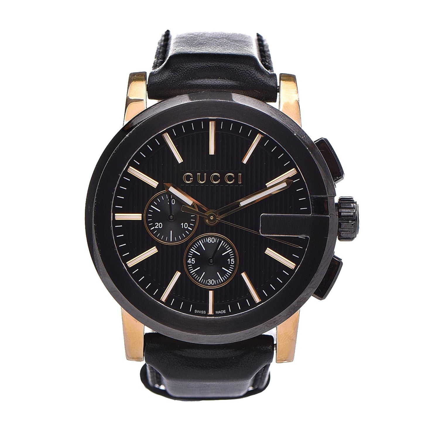 PVD Stainless Steel Calfskin 44mm G-Chrono Quartz Watch Black