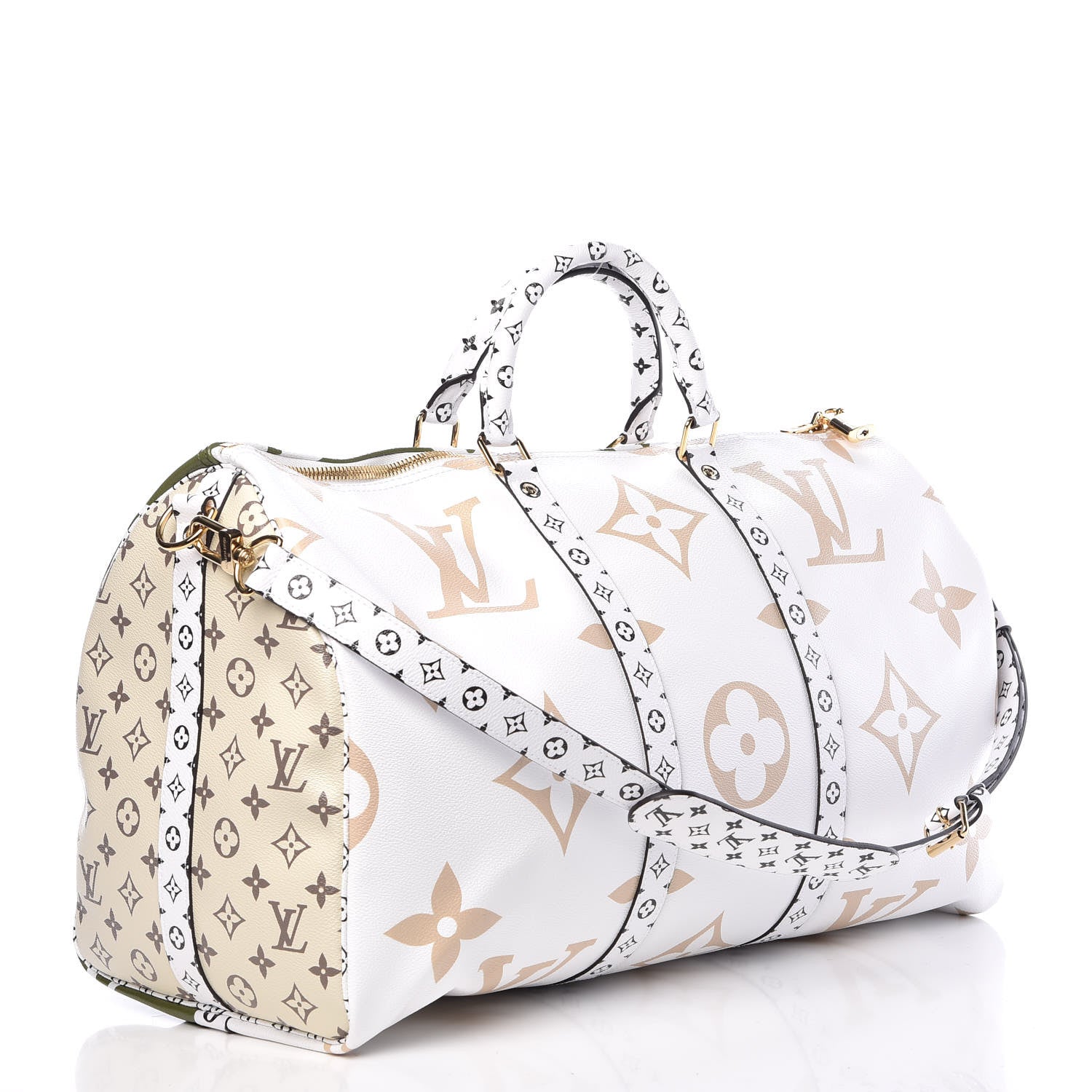 Louis Vuitton Monogram Giant Keepall Bandouliere 50 Kaki Beige 3 of 12
