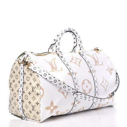 Louis Vuitton Monogram Giant Keepall Bandouliere 50 Kaki Beige 3 of 12