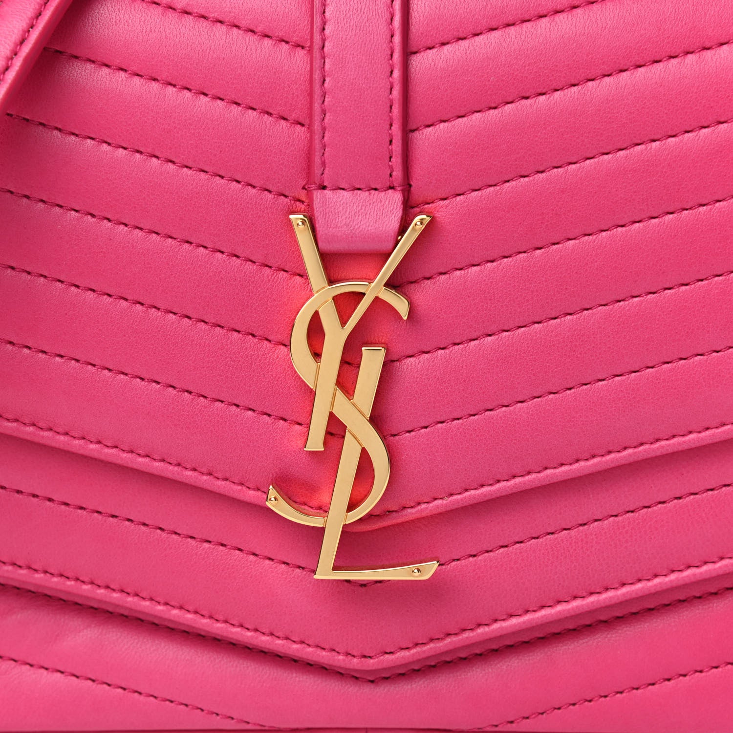 Saint Laurent Lambskin Matelasse Chevron Monogram Small Sulpice Bag Fuchsia 10 of 10
