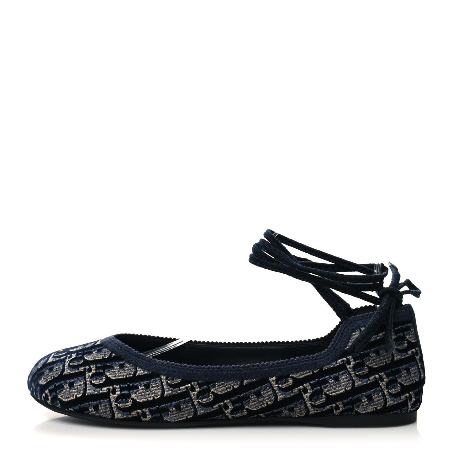 Velvet Oblique Poeme Laced Ballerina Flats 40 Blue