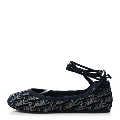 Christian Dior Velvet Oblique Poeme Laced Ballerina Flats 40 Blue 1 of 8