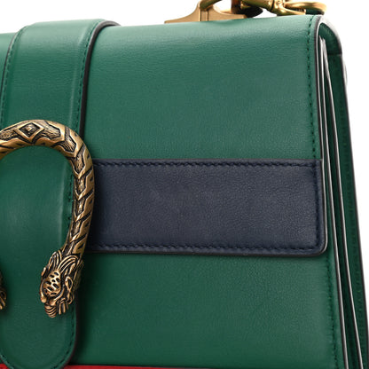 Gucci Moon Calfskin Web Medium Dionysus Bamboo Top Handle Bag Emerald Blue Hibiscus Red 17 of 19