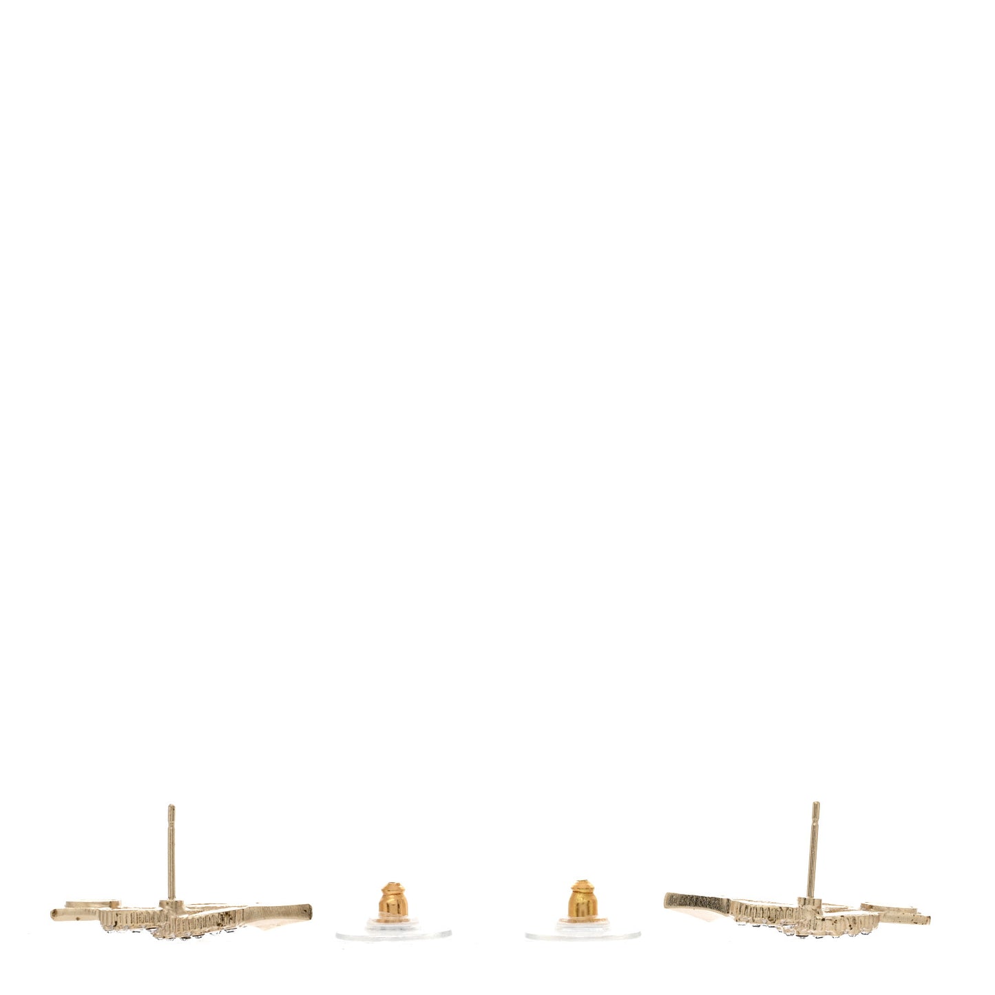 Metal Crystal CC Arrow Earrings Gold