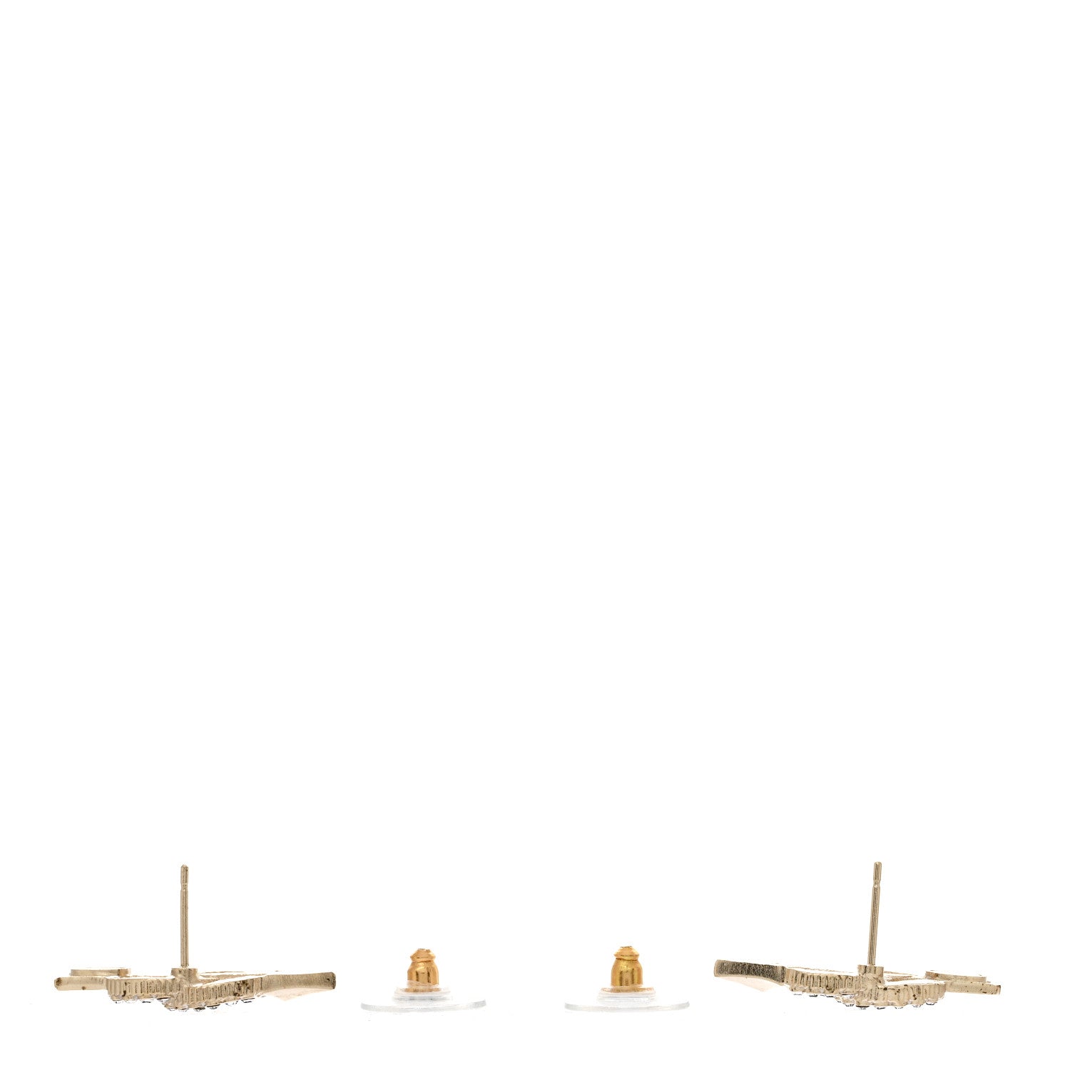 Chanel Metal Crystal CC Arrow Earrings Gold 3 of 5