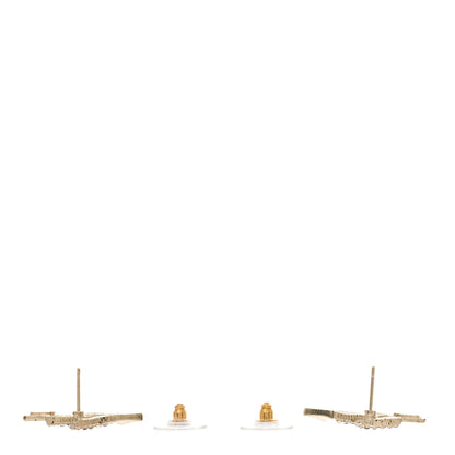Chanel Metal Crystal CC Arrow Earrings Gold 3 of 5