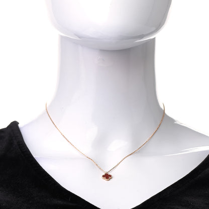 Van Cleef & Arpels 18K Rose Gold Carnelian Sweet Alhambra Pendant Necklace 2 of 7