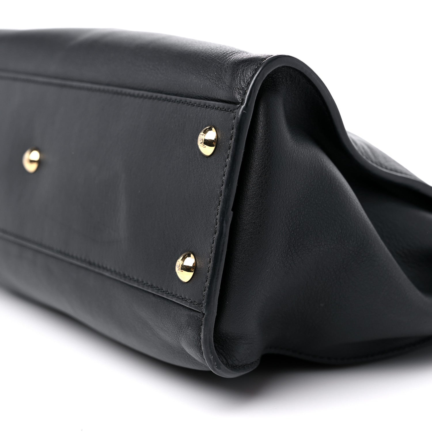 Fendi Vitello Seta Shiny Nappa Medium Peekaboo Iconic Satchel Black 9 of 14