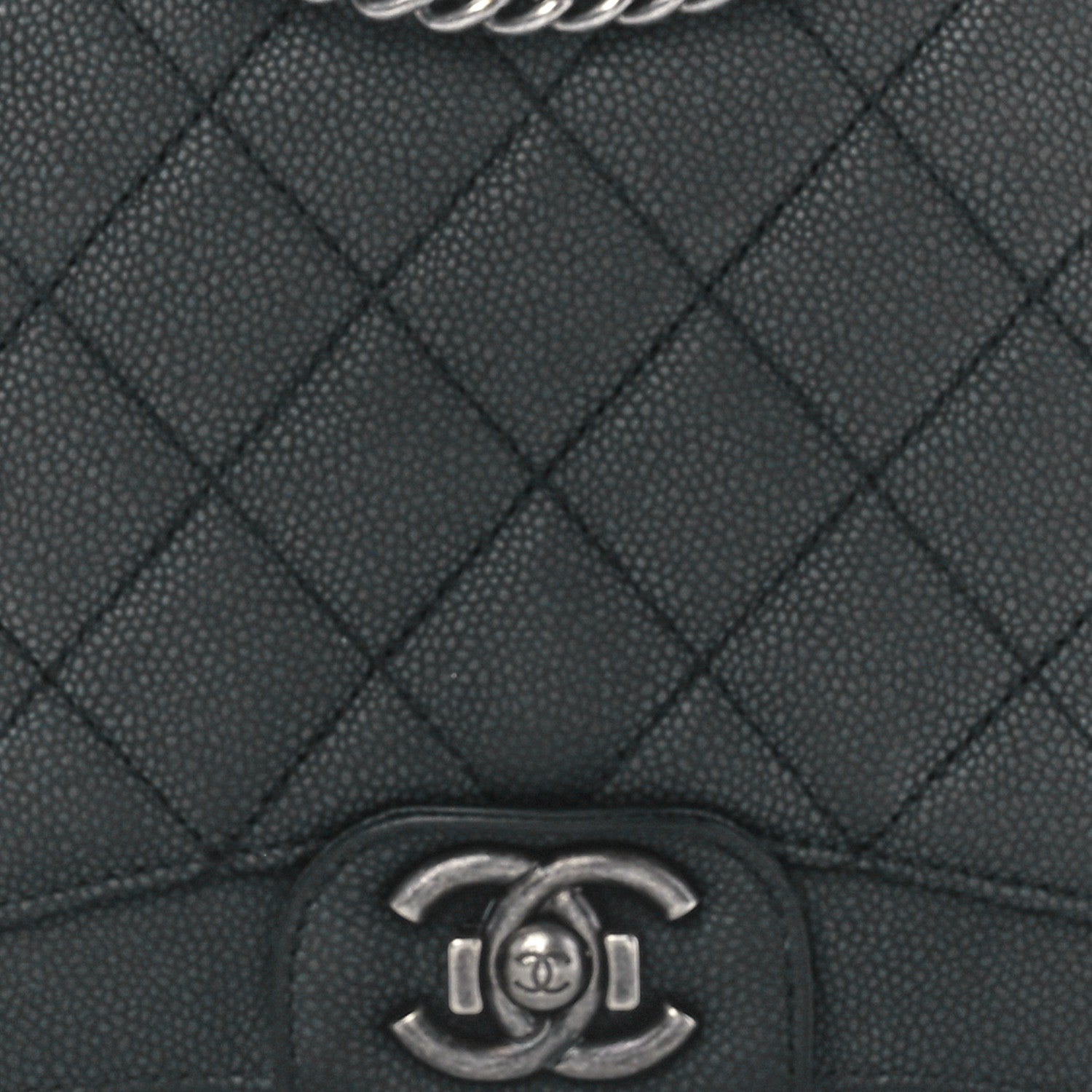 Chanel Washed Caviar Quilted Small Square Turn Around Ligne Flap Dark Grey 8 of 11