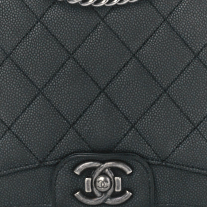 Chanel Washed Caviar Quilted Small Square Turn Around Ligne Flap Dark Grey 8 of 11