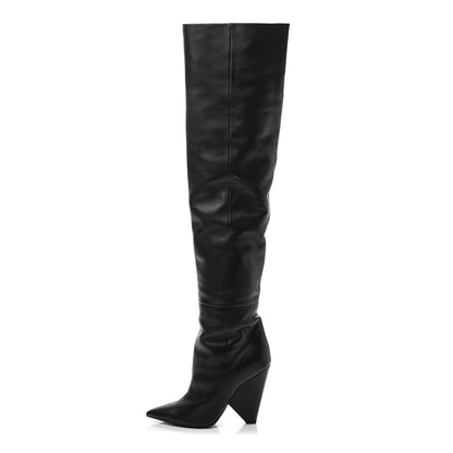 Saint Laurent Calfskin Niki 105 Thigh High Boots 38.5 Black 1 of 7