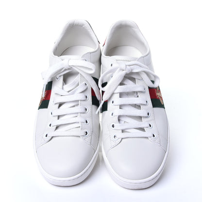 Gucci Calfskin Ayers Bee Embroidered Womens Ace Sneakers 37.5 White Green 5 of 16