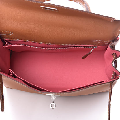 Hermes Evercolor Verso Kelly Retourne 32 Gold Rose Azalee 9 of 41