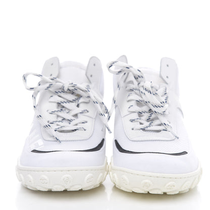Chanel Calfskin Mesh Lycra Womens Logo High Top Sneakers 37 White 2 of 10