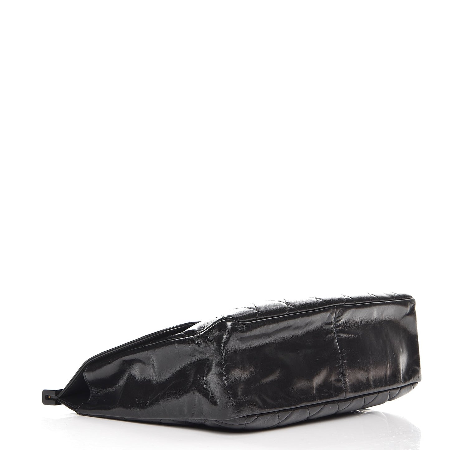 Glazed Calfskin Quilted Small CC Delivery Tote Black