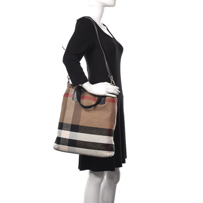 Burberry Canvas Mega Check Medium Tottenham Brit Tote Black 2 of 11