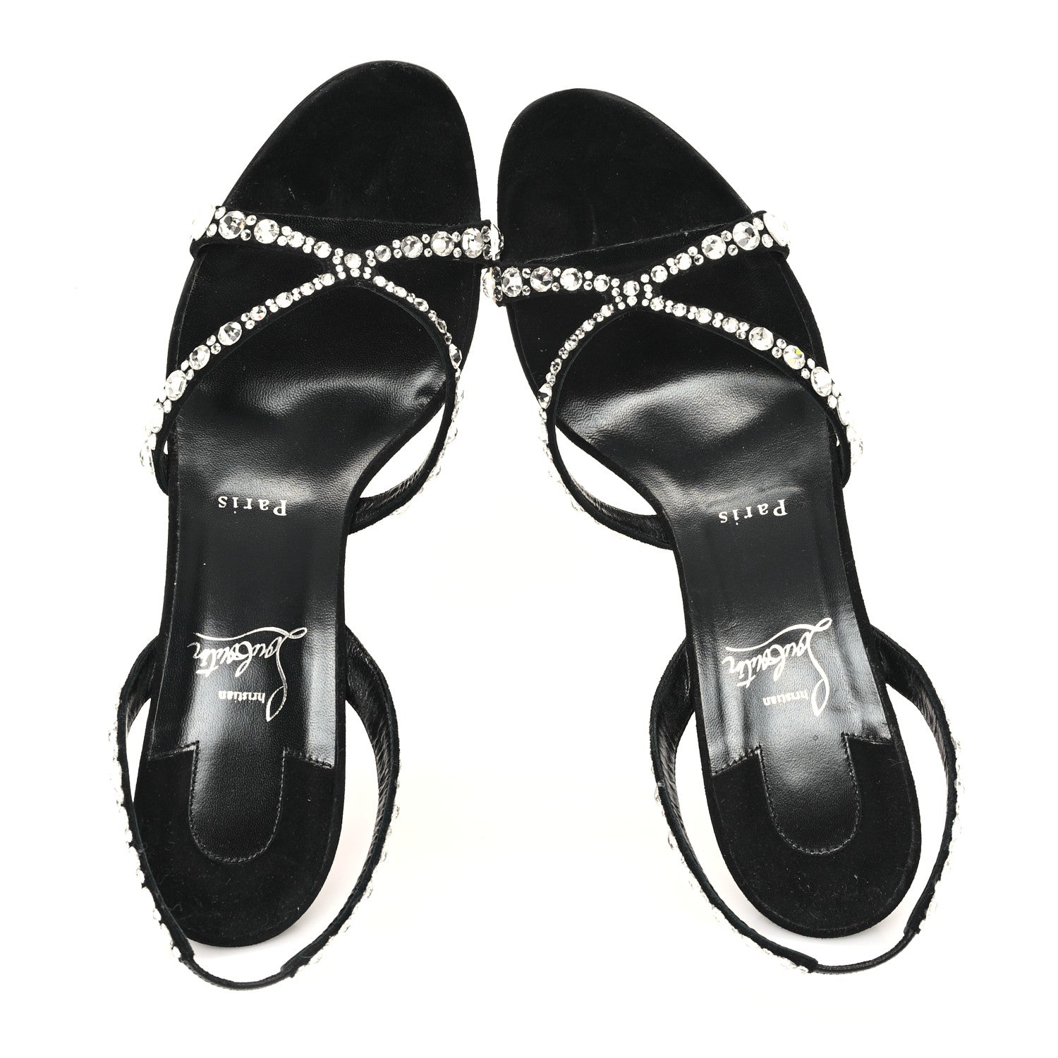 Christian Louboutin Veau Velours Strass Emilie 85 Sandals 41  Black 2 of 9