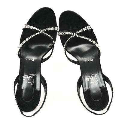 Christian Louboutin Veau Velours Strass Emilie 85 Sandals 41  Black 2 of 9