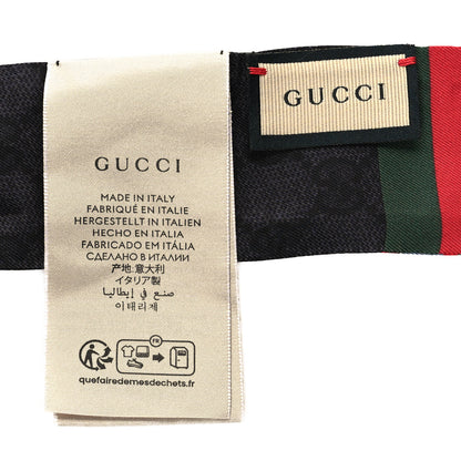 Gucci Silk Twill GG Monogram Floral Print Neck Bow Scarf Black Multicolor 3 of 4