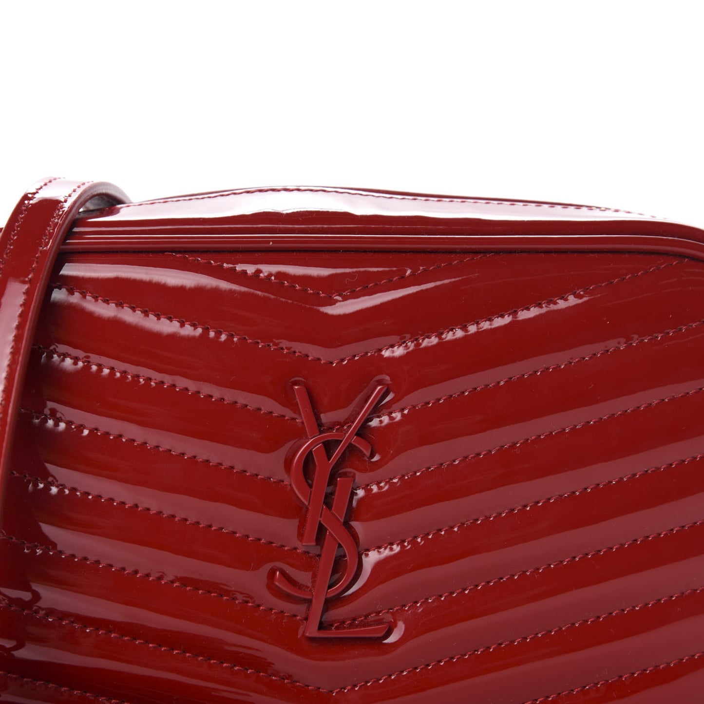 Patent Calfskin Matelasse Monogram Mini Lou Camera Bag Eros Red