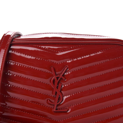 Saint Laurent Patent Calfskin Matelasse Monogram Mini Lou Camera Bag Eros Red 10 of 11