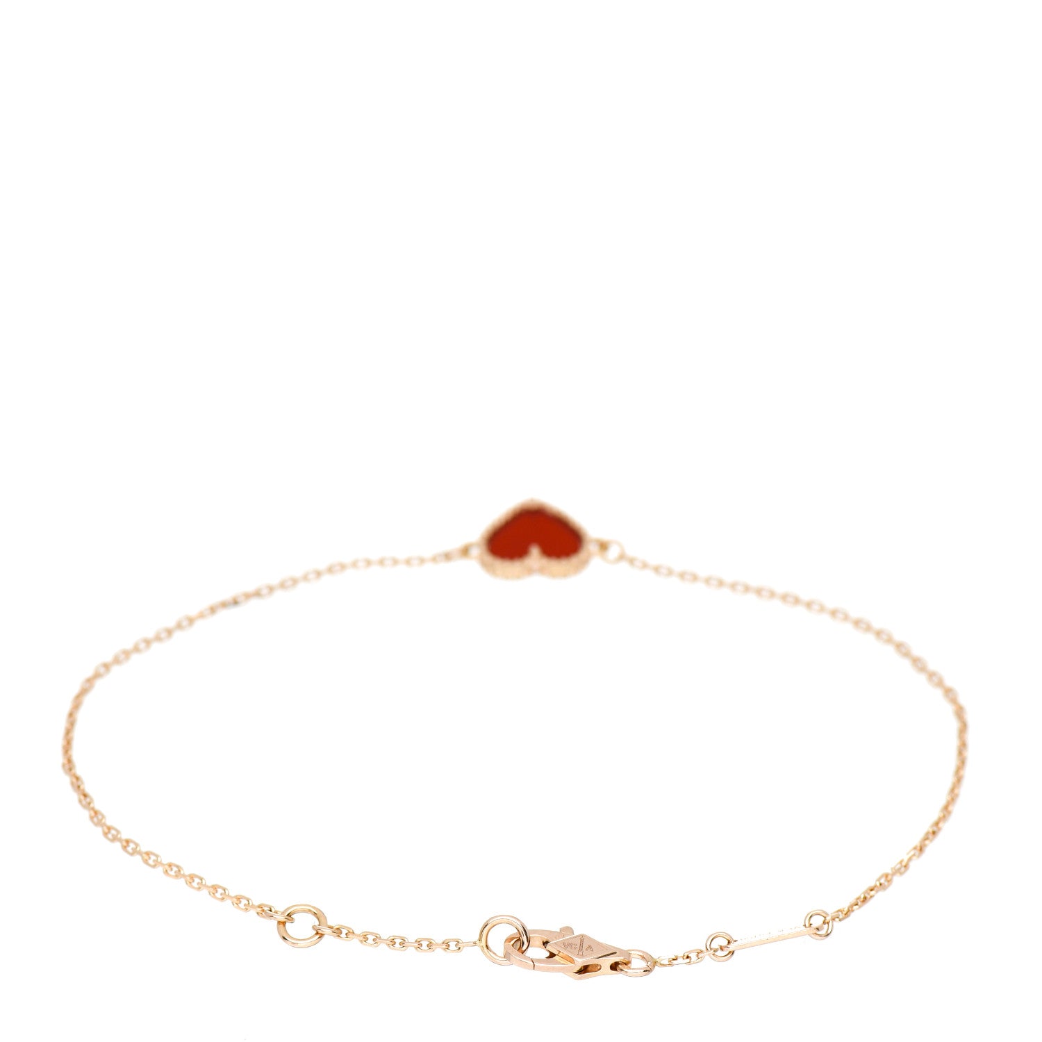Van Cleef & Arpels 18K Rose Gold Carnelian Sweet Alhambra Heart Bracelet 3 of 5