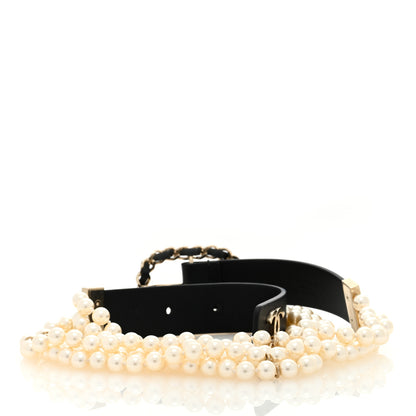 Chanel Lambskin CC Pearl Chain Belt 80 32 Black 2 of 4