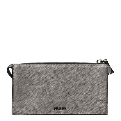 Prada Metallic Saffiano Phone Pouch Fumo Mordore 1 of 10
