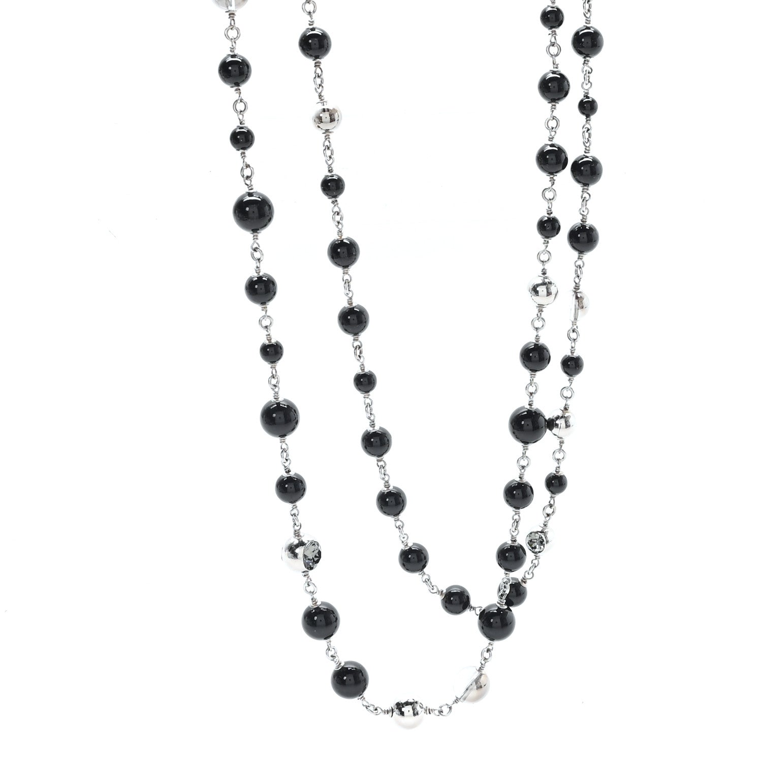 Chanel Beaded Crystal CC Long Necklace Black 1 of 5